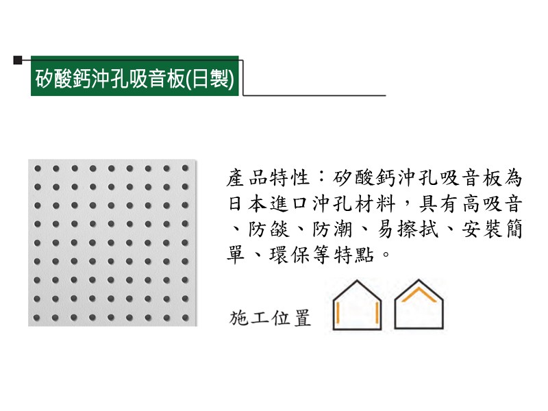 矽酸鈣沖孔吸音板(日製)